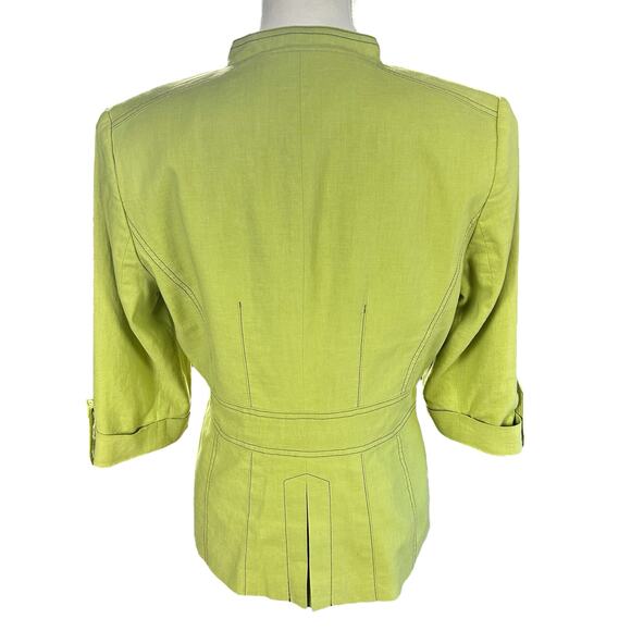 Signature by Larry Levine Jacket Women Size 8 Key Lime Green Pockets Office-wear - Picture 3 of 10
